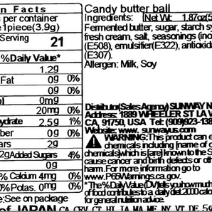 Nutrition facts for Butter ball candy