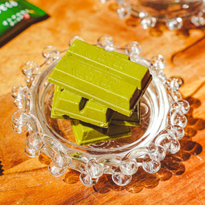 KitKat Mini Strong Matcha Flavor on Glass Bowl