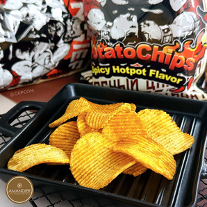 Street Fighter Potato Chips Spicy Hotpot Flavor on Plate