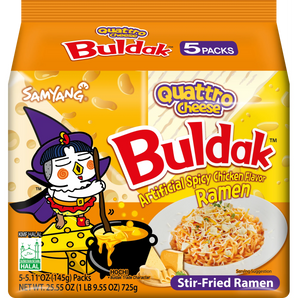 Samyang Buldak Artificial Spicy Chicken Flavor Ramen: Quattro Cheese flavor (5-pack)